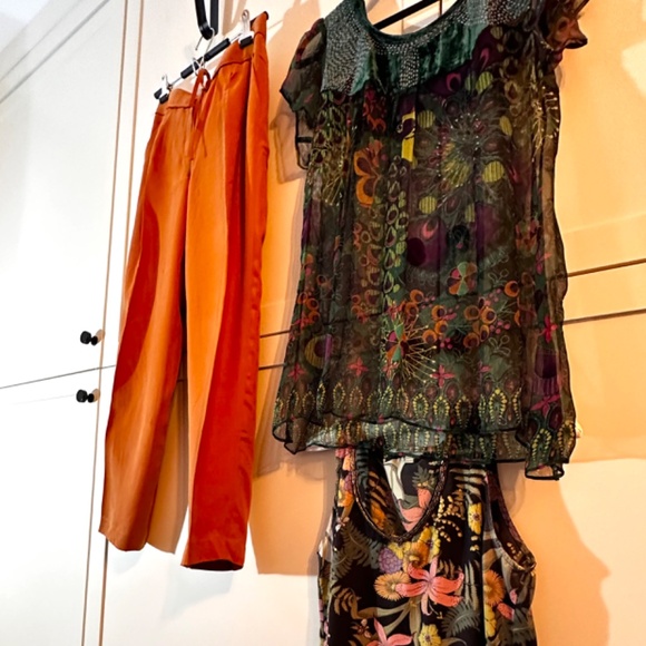 Custo Barcelona Haute Couture Sheer Velvet Multi Silk Blouse; Women's S-M - Picture 6 of 6